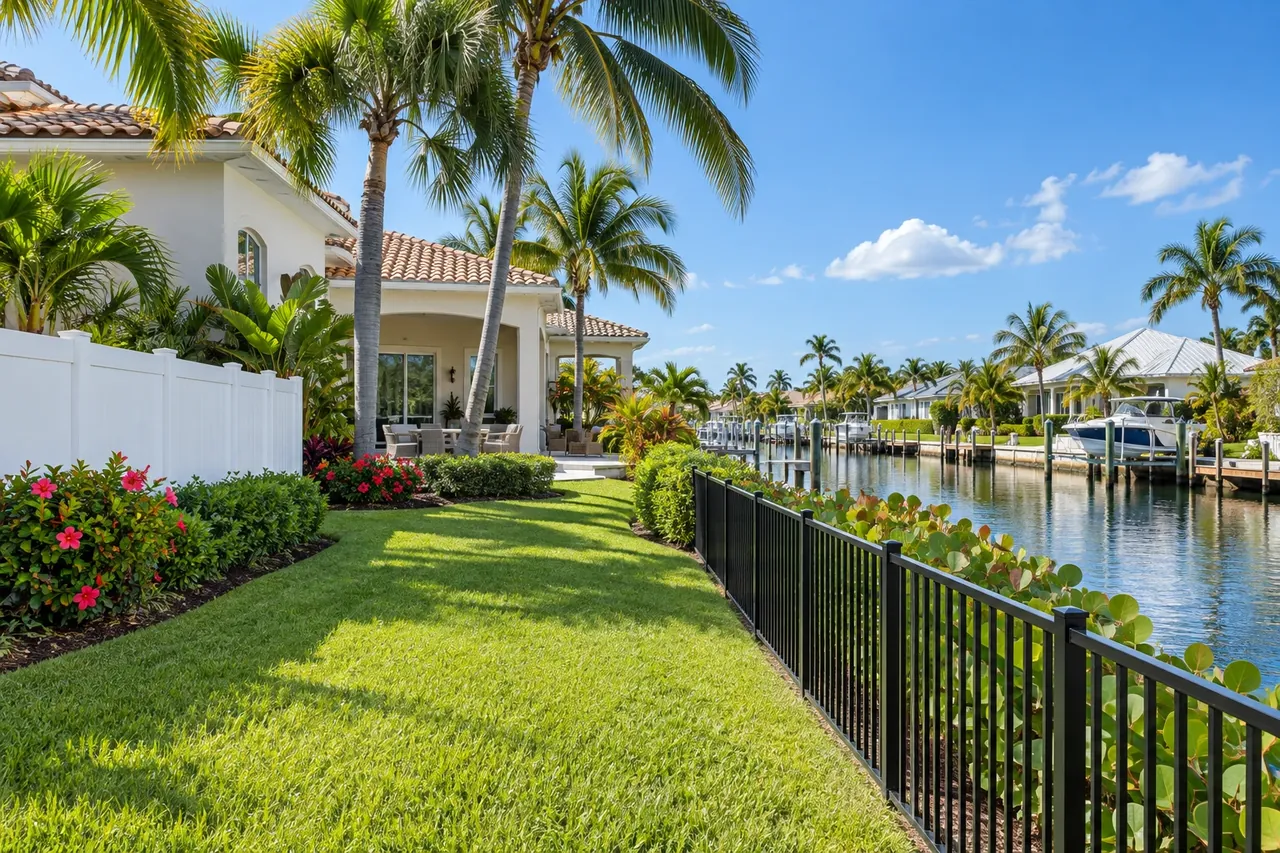 Vinyl privacy and aluminum fencing at the same Sarasota home