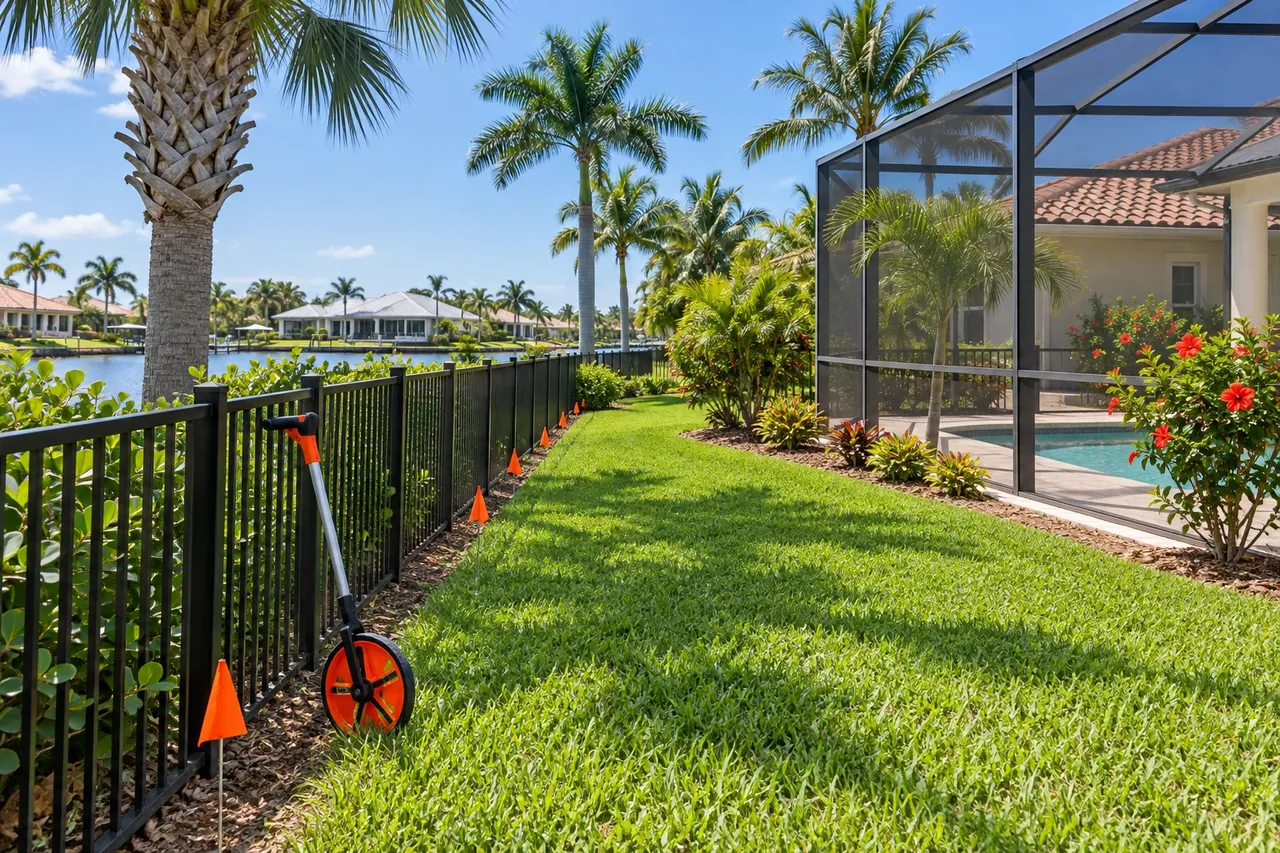 Measuring a Sarasota backyard fence line for a written quote